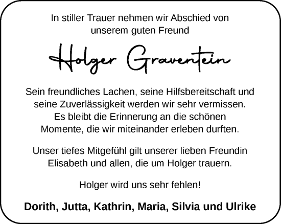 Anzeige von Holger Graventein von OM-Medien