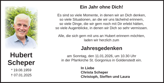 Anzeige von Hubert Scheper von OM-Medien