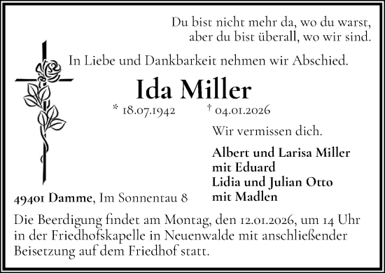 Anzeige von Ida Miller von OM-Medien