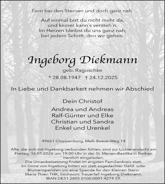 Anzeige von Ingeborg Diekmann von OM-Medien