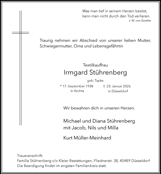 Anzeige von Irmgard Stührenberg von OM-Medien