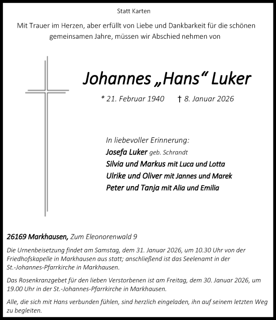 Anzeige von Johannes Luker von OM-Medien