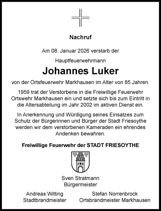 Anzeige von Johannes Luker von OM-Medien