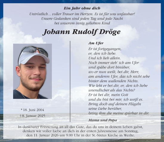 Anzeige von Johann Rudolf Dröge von OM-Medien