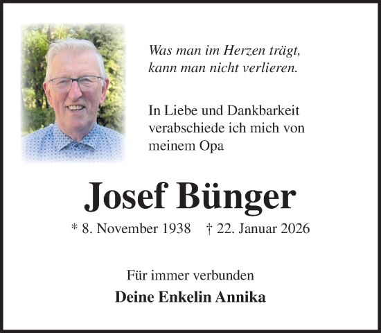 Anzeige von Josef Bünger von OM-Medien