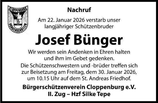 Anzeige von Josef Bünger von OM-Medien