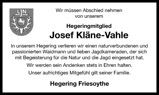 Anzeige von Josef Kläne-Vahle von OM-Medien