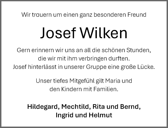 Anzeige von Josef Wilken von OM-Medien