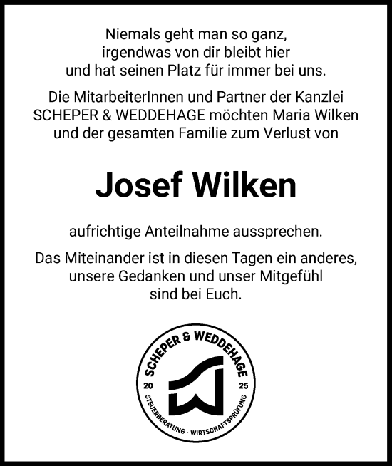 Anzeige von Josef Wilken von OM-Medien