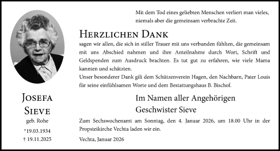 Anzeige von Josefa Sieve von OM-Medien