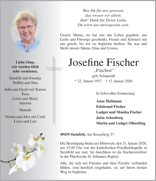 Anzeige von Josefine Fischer von OM-Medien