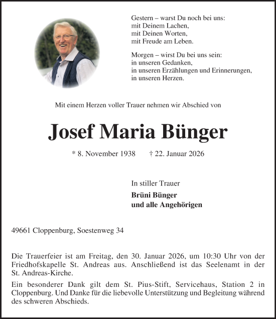 Anzeige von Josef Maria Bünger von OM-Medien