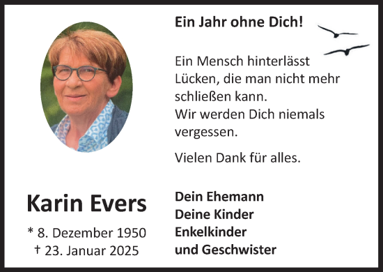 Anzeige von Karin Evers von OM-Medien