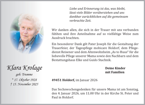 Anzeige von Klara Krolage von OM-Medien