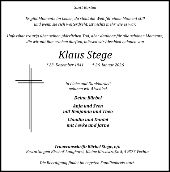 Anzeige von Klaus Stege von OM-Medien