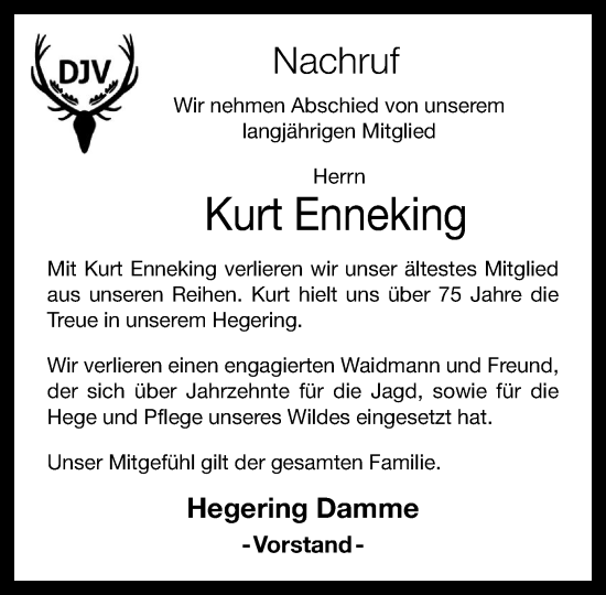 Anzeige von Kurt Enneking von OM-Medien
