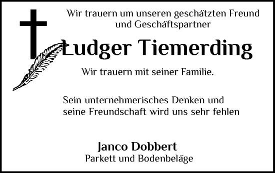 Anzeige von Ludger Tiemerding von OM-Medien
