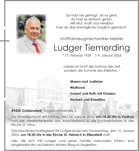 Anzeige von Ludger Tiemerding von OM-Medien