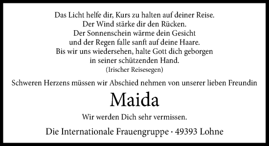 Anzeige von Maida  von OM-Medien