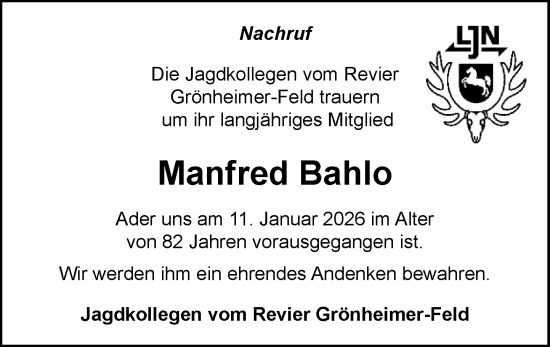 Anzeige von Manfred Bahlo von OM-Medien