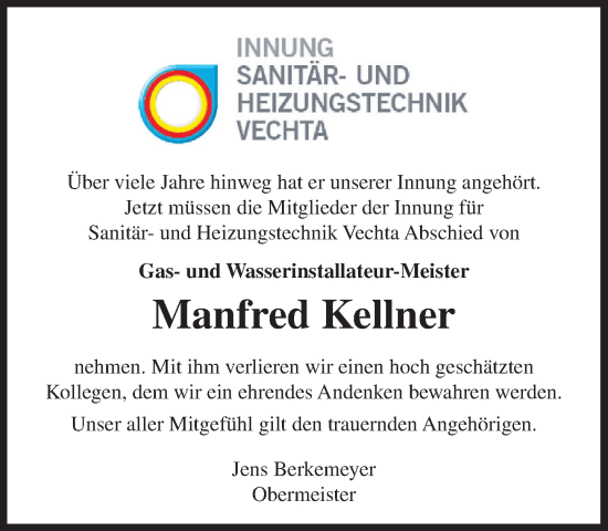 Anzeige von Manfred Kellner von OM-Medien