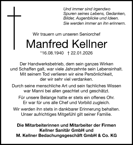 Anzeige von Manfred Kellner von OM-Medien