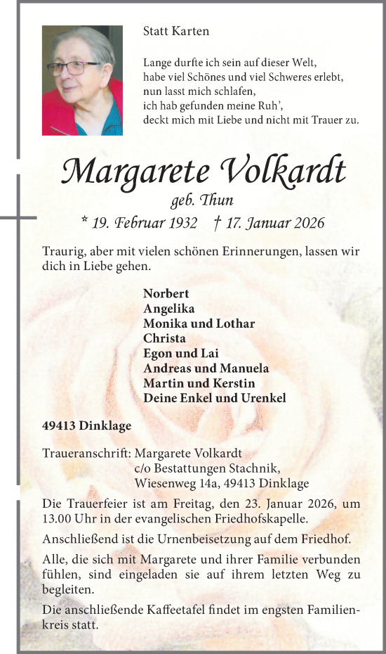 Anzeige von Margarete Volkardt von OM-Medien