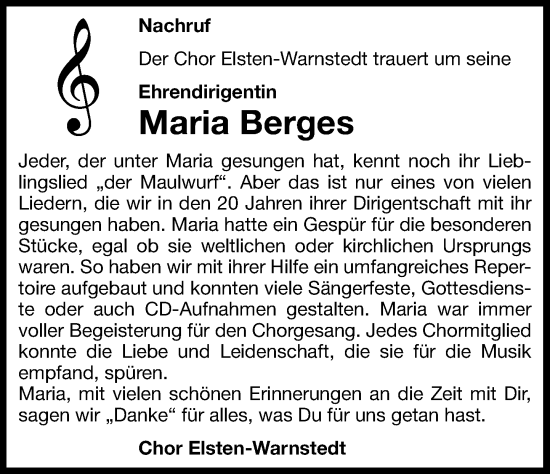 Anzeige von Maria Berges von OM-Medien