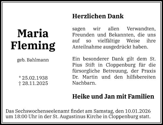 Anzeige von Maria Fleming von OM-Medien