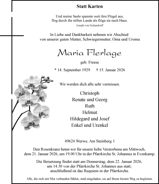 Anzeige von Maria Flerlage von OM-Medien