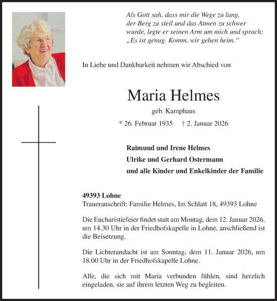 Anzeige von Maria Helmes von OM-Medien