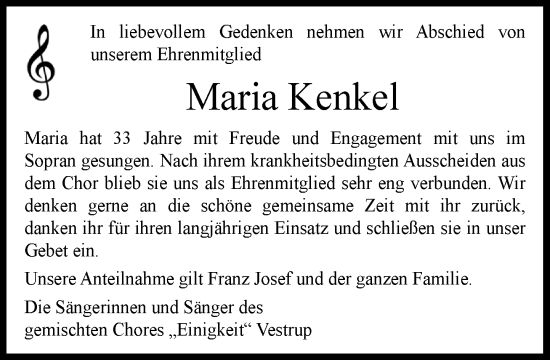 Anzeige von Maria Kenkel von OM-Medien
