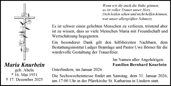Anzeige von Maria Knurbein von OM-Medien