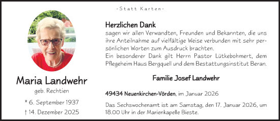 Anzeige von Maria Landwehr von OM-Medien