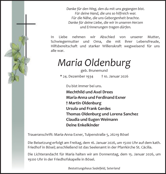 Anzeige von Maria Oldenburg von OM-Medien