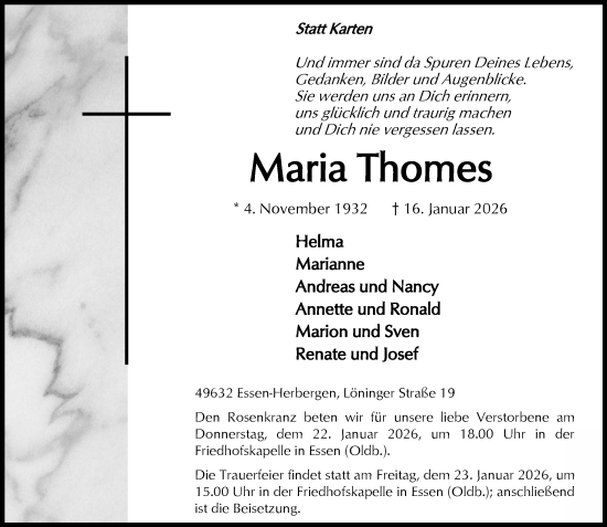 Anzeige von Maria Thomes von OM-Medien