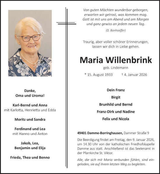 Anzeige von Maria Willenbrink von OM-Medien
