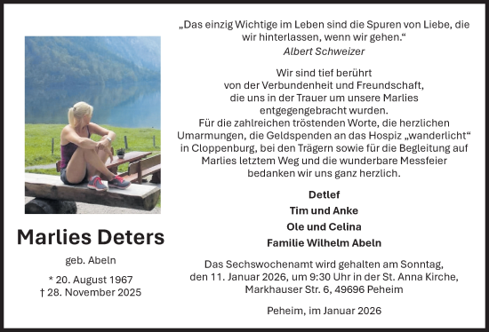 Anzeige von Marlies Deters von OM-Medien