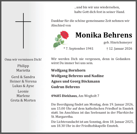 Anzeige von Monika Behrens von OM-Medien