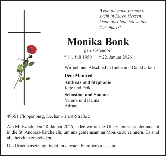 Anzeige von Monika Bonk von OM-Medien