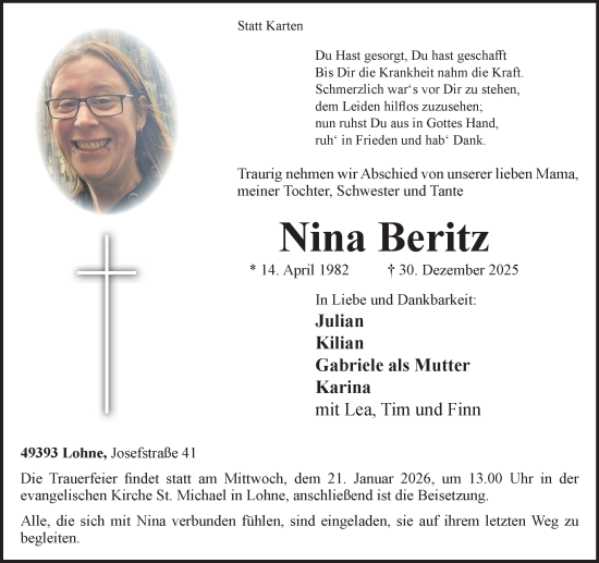 Anzeige von Nina Beritz von OM-Medien