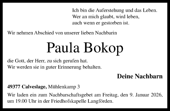 Anzeige von Paula Bokop von OM-Medien