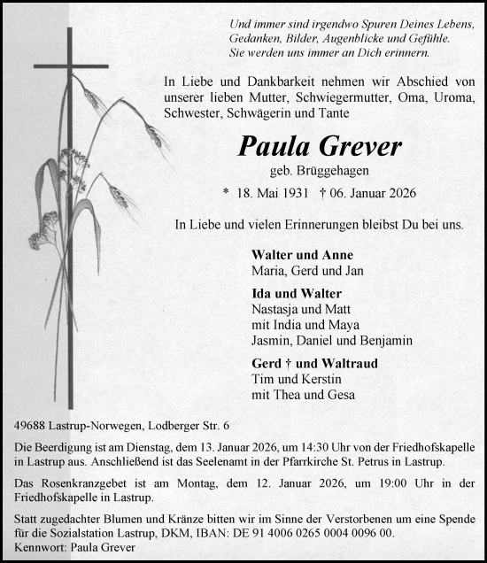 Anzeige von Paula Grever von OM-Medien