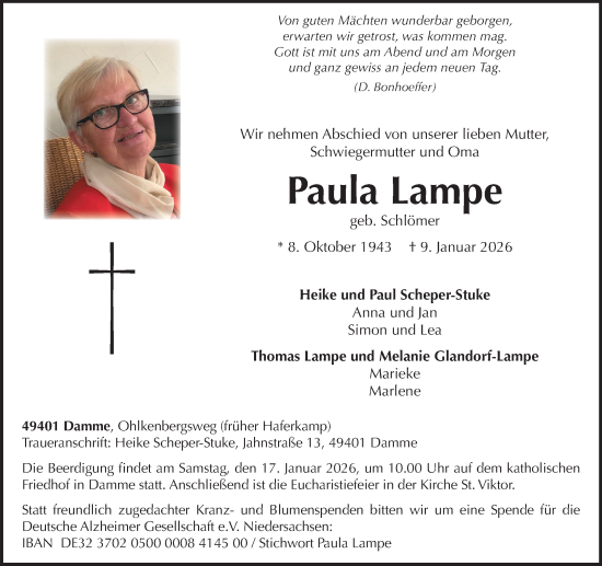 Anzeige von Paula Lampe von OM-Medien