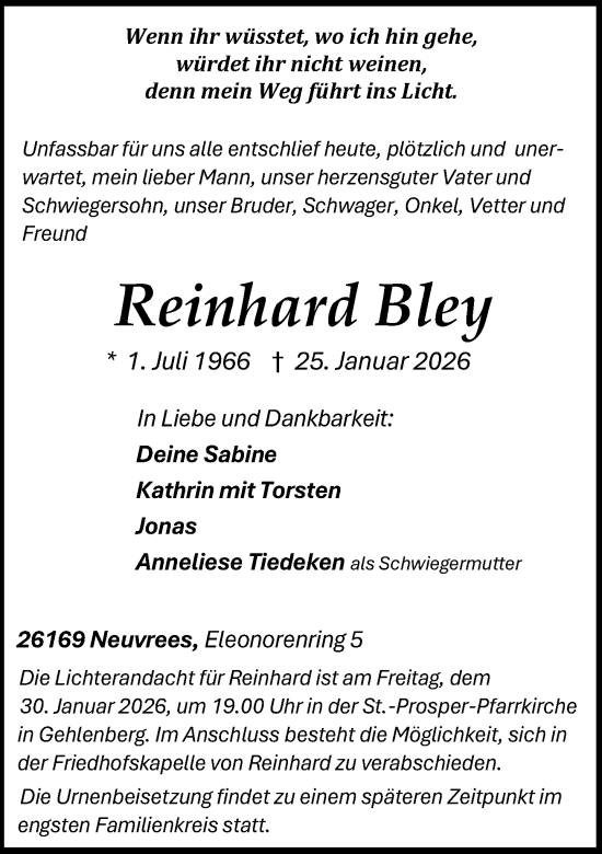 Anzeige von Reinhard Bley von OM-Medien