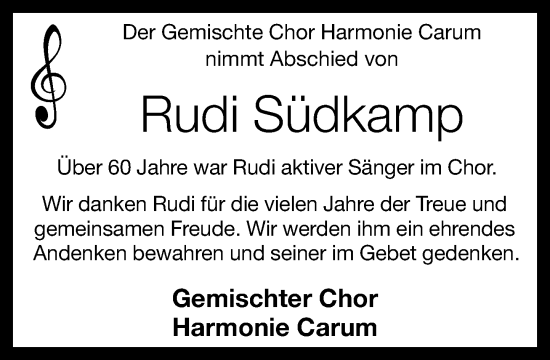 Anzeige von Rudi Südkamp von OM-Medien