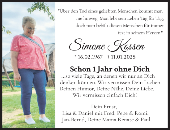 Anzeige von Simone Kossen von OM-Medien