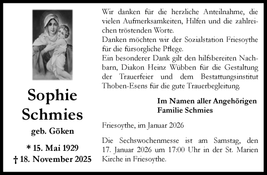 Anzeige von Sophie Schmies von OM-Medien