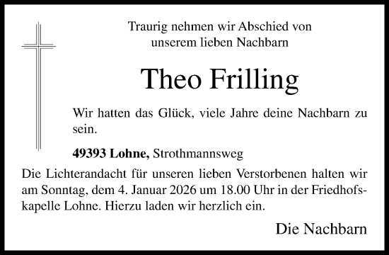 Anzeige von Theo Frilling von OM-Medien