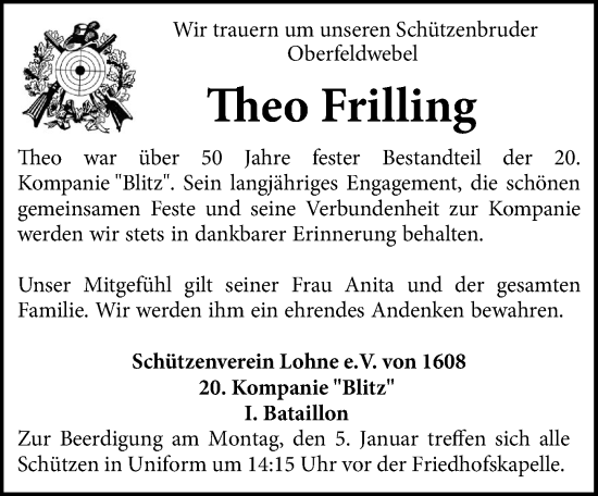 Anzeige von Theo Frilling von OM-Medien